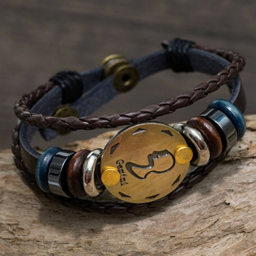 Zodiac GEMINI leather bracelet